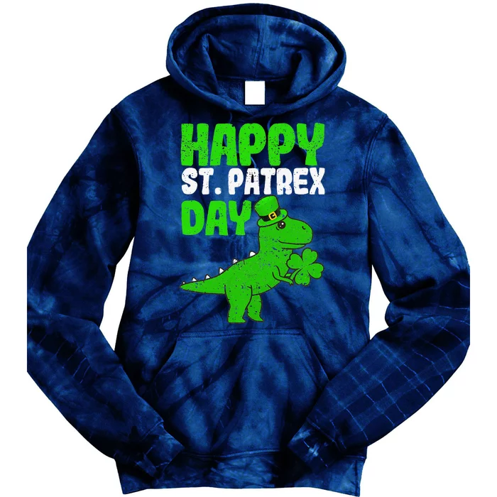 Happy St Patrex Day Funny Irish T-Rex Saint Patricks Dino Tie Dye Hoodie