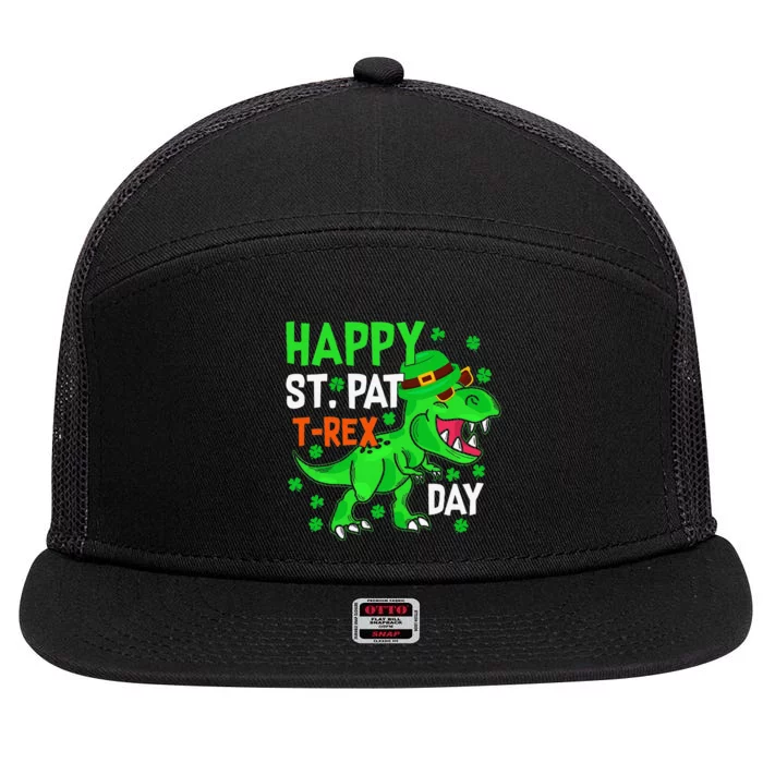 Happy St PatRex Saint Patrick's Day Dinosaurs 7 Panel Mesh Trucker Snapback Hat