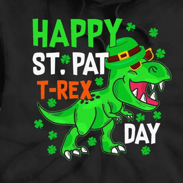 Happy St PatRex Saint Patrick's Day Dinosaurs Tie Dye Hoodie