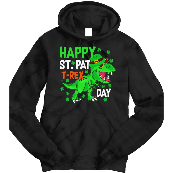 Happy St PatRex Saint Patrick's Day Dinosaurs Tie Dye Hoodie