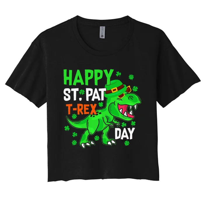 Happy St PatRex Saint Patrick's Day Dinosaurs Women's Crop Top Tee