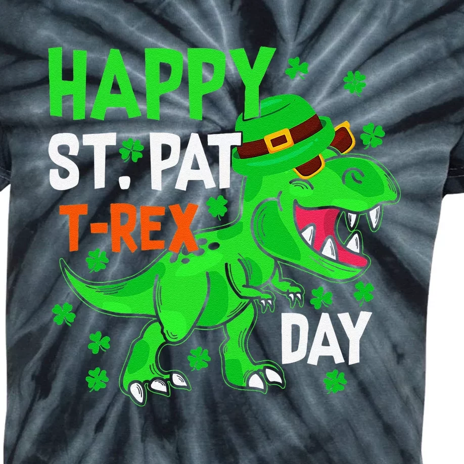 Happy St PatRex Saint Patrick's Day Dinosaurs Kids Tie-Dye T-Shirt