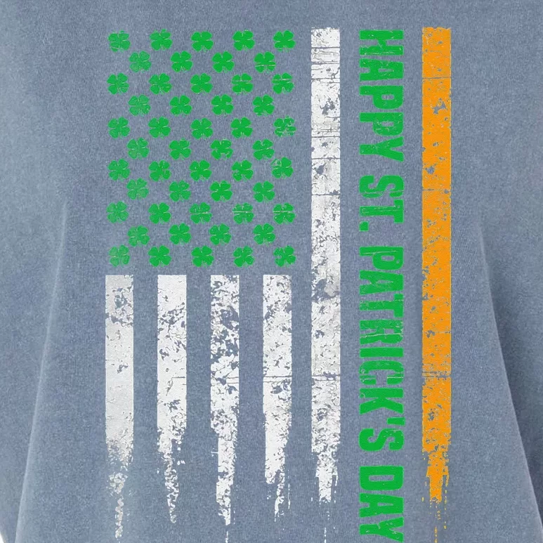 Happy ST PATRICK'S DAY American Flag Irish Ireland Flag Garment-Dyed Women's Muscle Tee