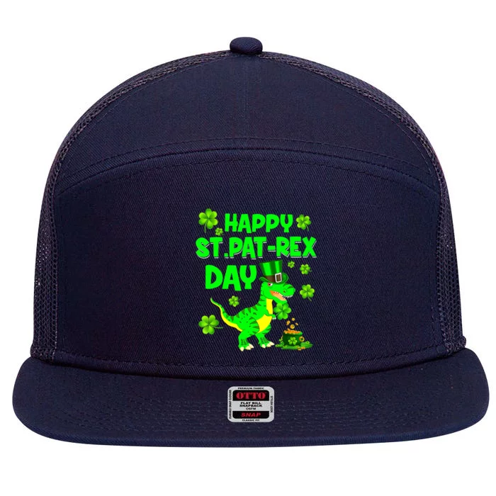 Happy St Pat Trex Day Dino St Patricks Day Boy 7 Panel Mesh Trucker Snapback Hat