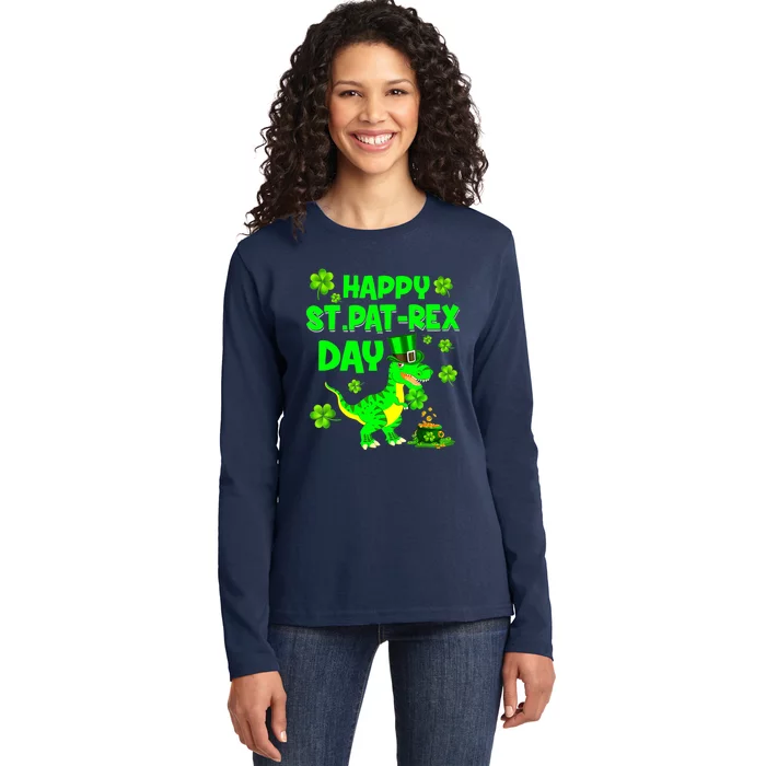 Happy St Pat Trex Day Dino St Patricks Day Boy Ladies Long Sleeve Shirt