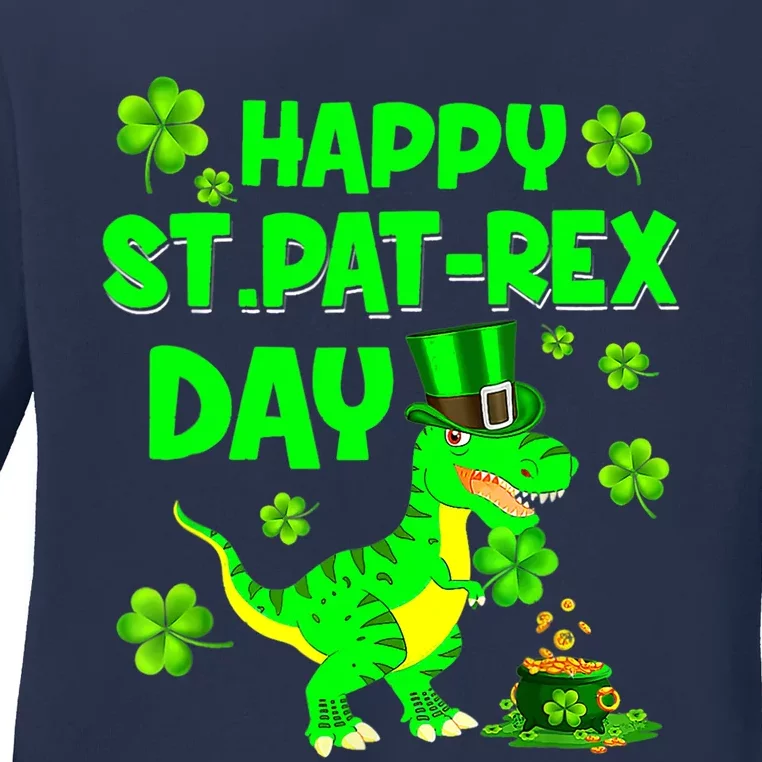 Happy St Pat Trex Day Dino St Patricks Day Boy Ladies Long Sleeve Shirt