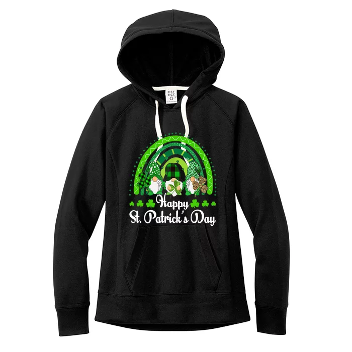 Happy St Patrick's Day Three Gnome Irish Shamrock Leprechaun Women's Fleece Hoodie