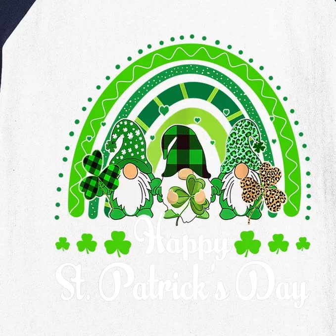 Happy St Patrick's Day Three Gnome Irish Shamrock Leprechaun Baseball Sleeve Shirt