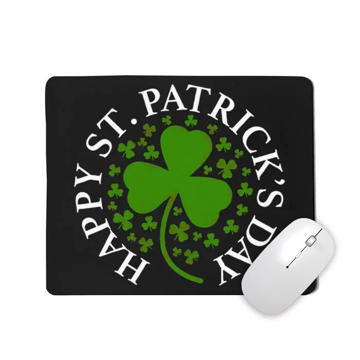 Happy St Patricks Day Leopard Print Rainbow Shamrock Irish Mousepad