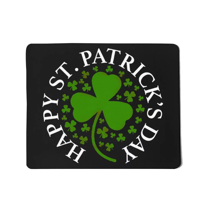 Happy St Patricks Day Leopard Print Rainbow Shamrock Irish Mousepad