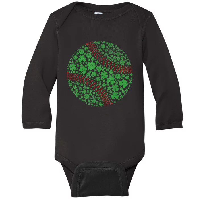 Happy St Patricks Day Shamrock Baseball Lovers Men Baby Long Sleeve Bodysuit