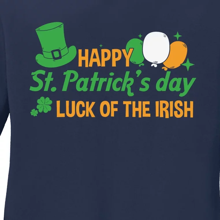 Happy St Patricks Day Luck Of The Irish Ladies Long Sleeve Shirt