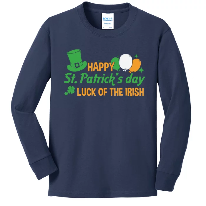 Happy St Patricks Day Luck Of The Irish Kids Long Sleeve Shirt