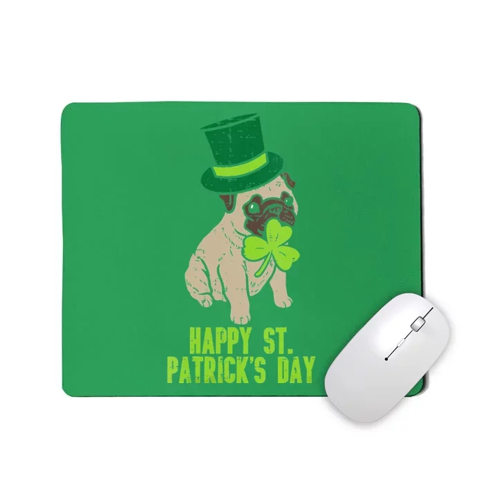 Happy St Patricks Day Irish Pug Dog Cute Saint Paddys Day Mousepad