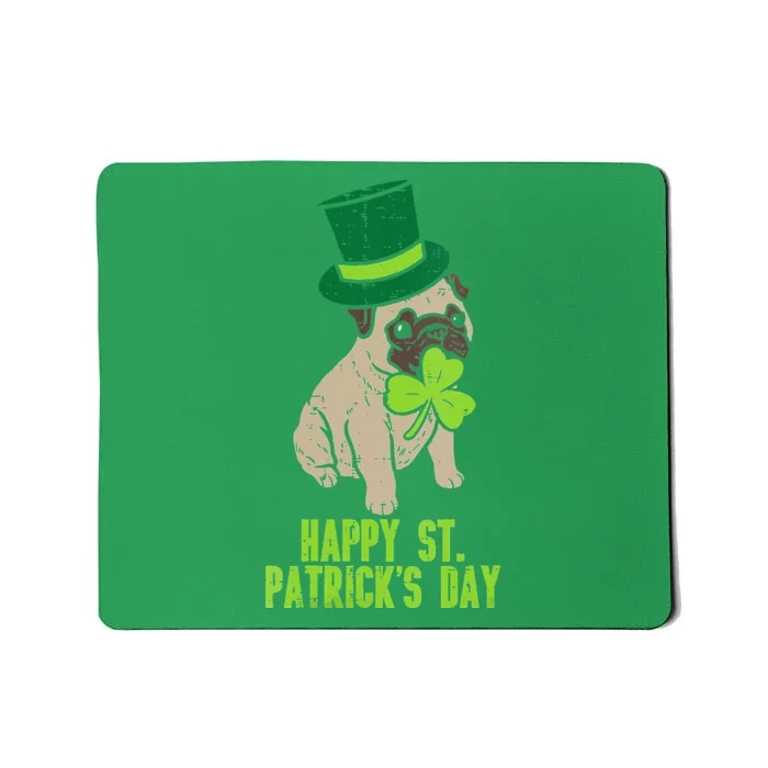 Happy St Patricks Day Irish Pug Dog Cute Saint Paddys Day Mousepad