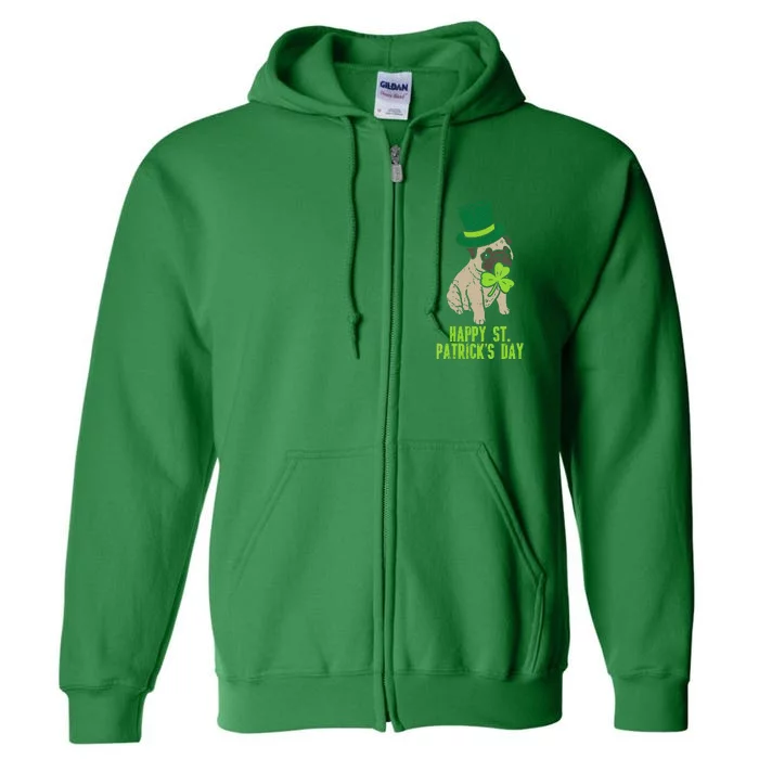 Happy St Patricks Day Irish Pug Dog Cute Saint Paddys Day Full Zip Hoodie