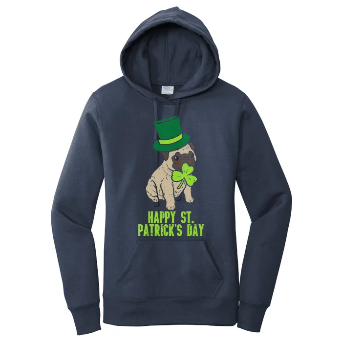 Happy St Patricks Day Irish Pug Dog Cute Saint Paddys Day Women's Pullover Hoodie