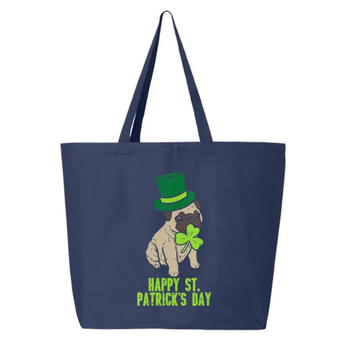 Happy St Patricks Day Irish Pug Dog Cute Saint Paddys Day 25L Jumbo Tote