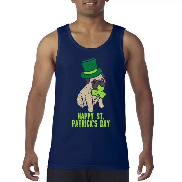 Happy St Patricks Day Irish Pug Dog Cute Saint Paddys Day Tank Top