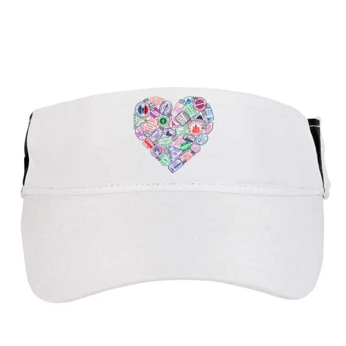 Heart Shaped Passport Travel Stamp Adult Drive Performance Visor