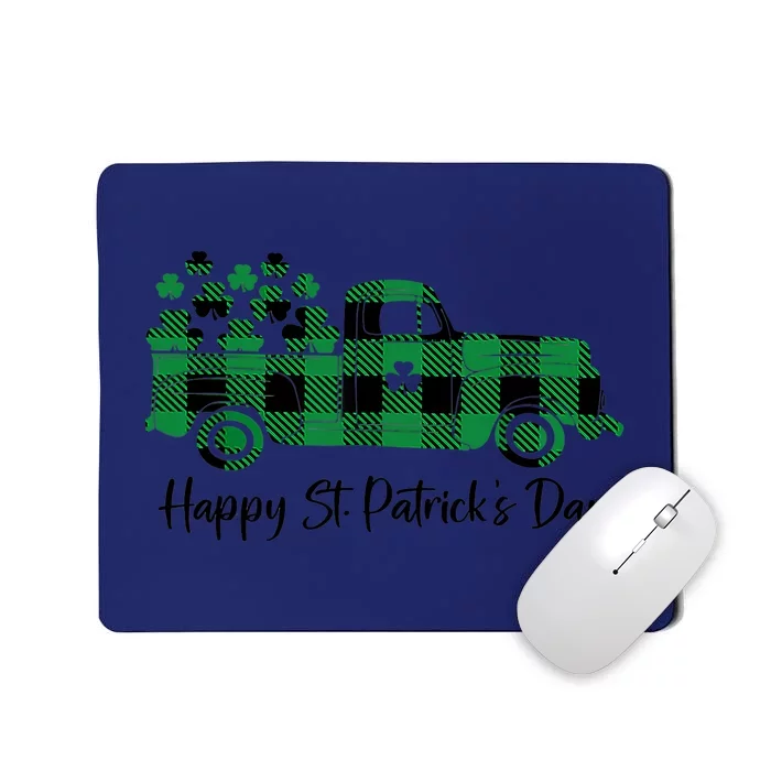 Happy St Patrick's Day Buffalo Plaid Truck Irish Shamrock Mousepad