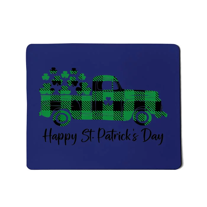 Happy St Patrick's Day Buffalo Plaid Truck Irish Shamrock Mousepad