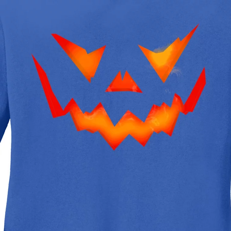 Halloween Scary Pumpkin Smile Face Costume Funny Gift Ladies Long Sleeve Shirt