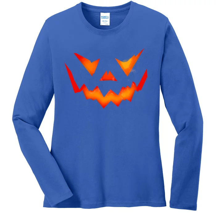 Halloween Scary Pumpkin Smile Face Costume Funny Gift Ladies Long Sleeve Shirt