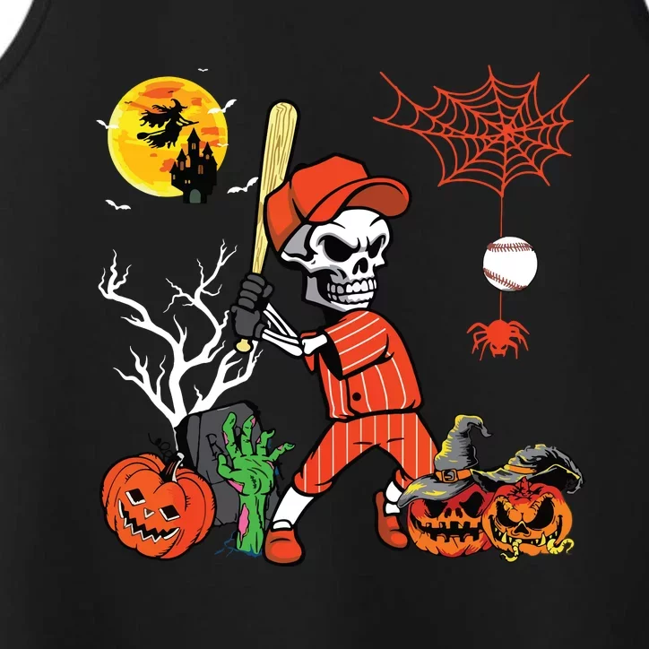 Halloween Skeleton Playing Baseball Costume Player Lover Performance Tank