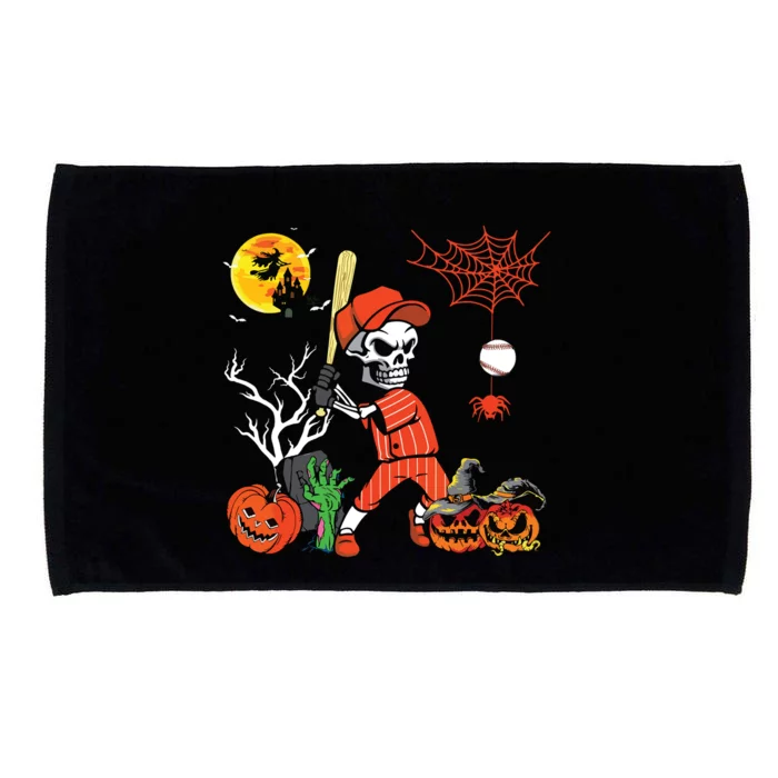 Halloween Skeleton Playing Baseball Costume Player Lover Microfiber Hand Towel