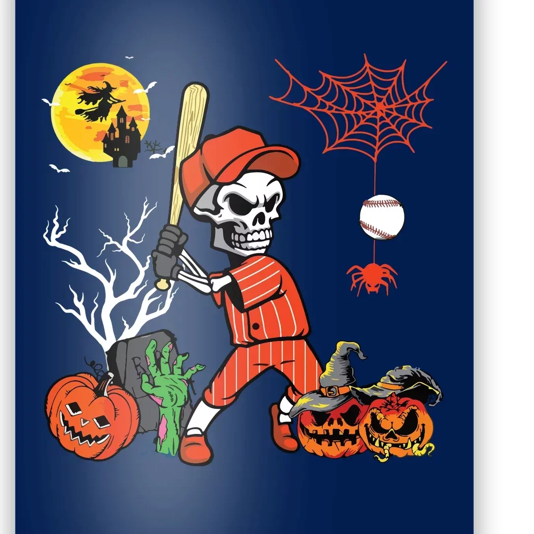 Halloween Skeleton Playing Baseball Costume Player Lover Poster