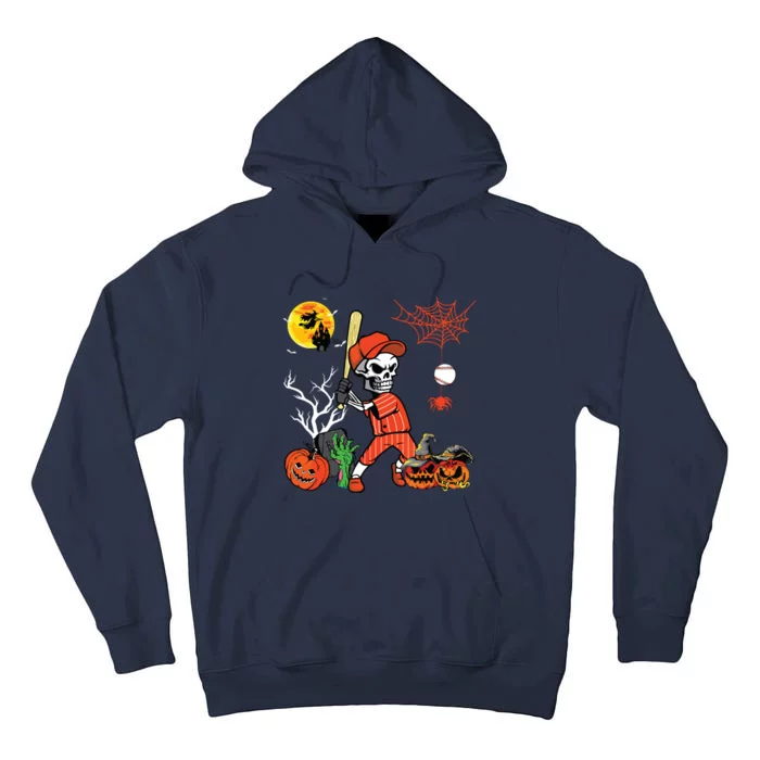 Halloween Skeleton Playing Baseball Costume Player Lover Tall Hoodie