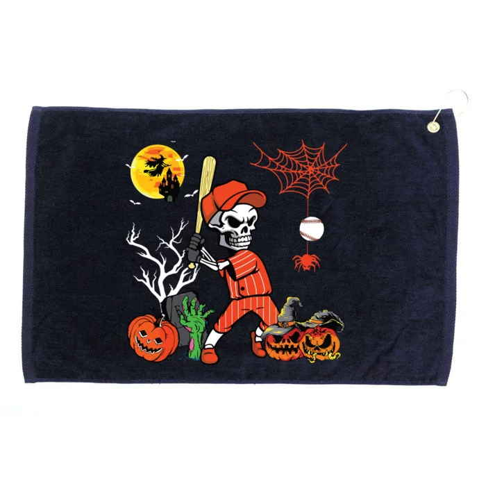 Halloween Skeleton Playing Baseball Costume Player Lover Grommeted Golf Towel