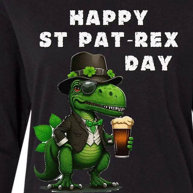 Happy ST PATREX DAY (Patricks) Funny TRex Dinosaur Womens Cotton Relaxed Long Sleeve T-Shirt