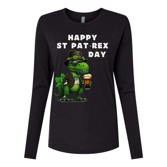 Happy ST PATREX DAY (Patricks) Funny TRex Dinosaur Womens Cotton Relaxed Long Sleeve T-Shirt