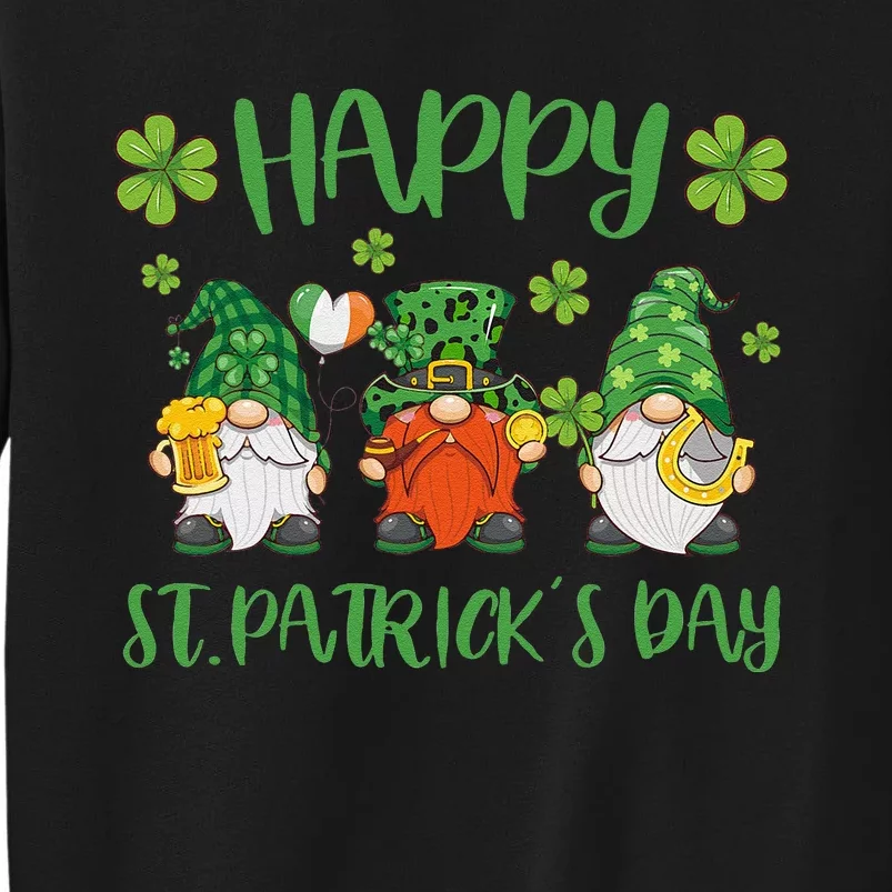 Happy St Patrick's Dayhree Gnomes Holding Shamrock Leopard Sweatshirt