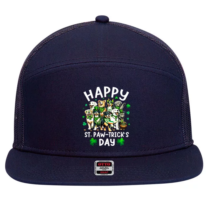 Happy Saint Patricks Day Dog Puppy Lover For Boy Girl 7 Panel Mesh Trucker Snapback Hat