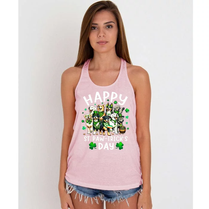 Happy Saint Patricks Day Dog Puppy Lover For Boy Girl Women's Knotted Racerback Tank