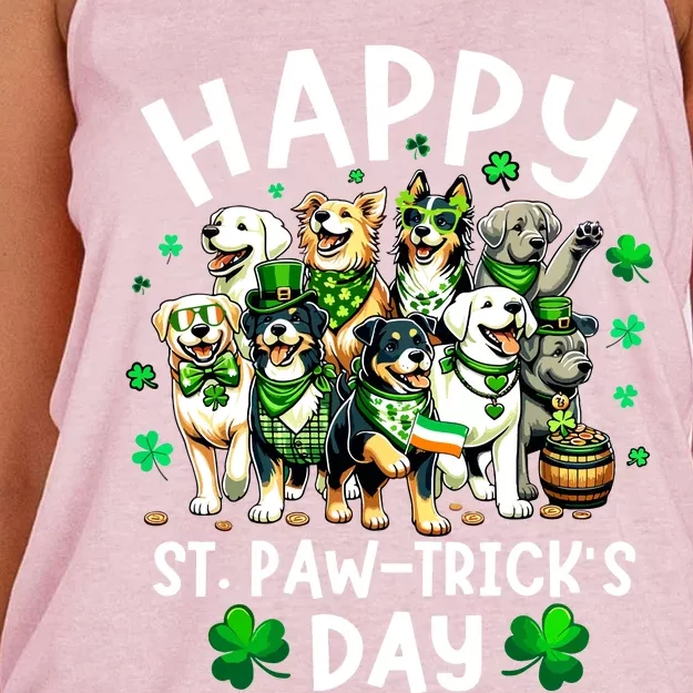 Happy Saint Patricks Day Dog Puppy Lover For Boy Girl Women's Knotted Racerback Tank