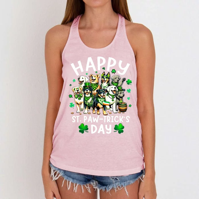 Happy Saint Patricks Day Dog Puppy Lover For Boy Girl Women's Knotted Racerback Tank