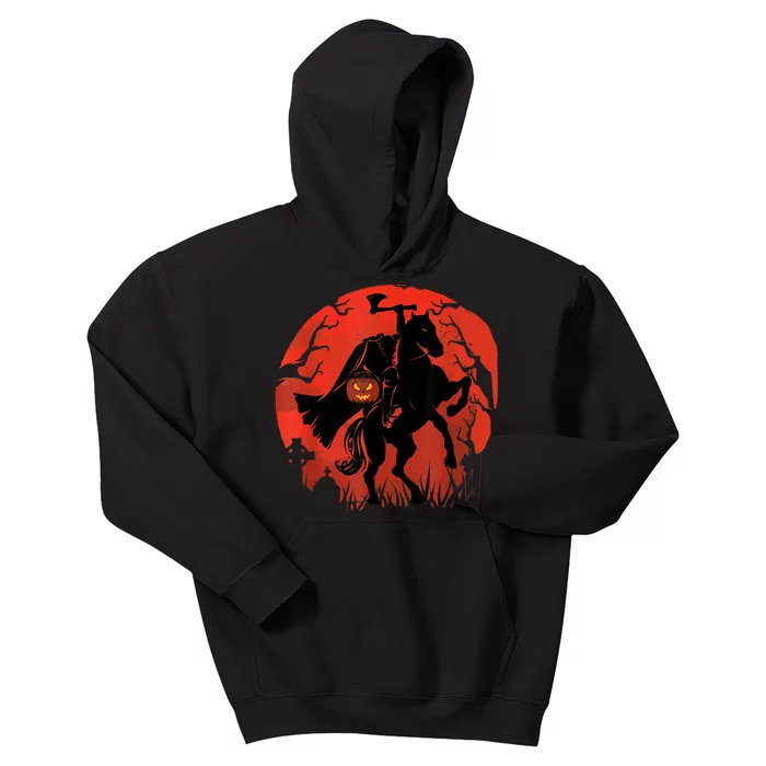 Halloween Scary Pumpkin Headless Horseman Kids Hoodie