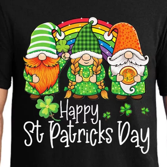 Happy St Patrick's Dayhree Gnomes Holding Shamrock Outfit Funny Cute Pajama Set