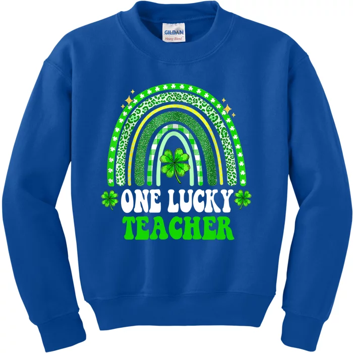 Happy St Patricks Day Cute One Lucky Teacher Rainbow Outfit Cute Gift Kids Sweatshirt