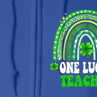 Happy St Patricks Day Cute One Lucky Teacher Rainbow Outfit Cute Gift Full Zip Hoodie