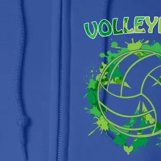 Happy St Patrick's Day Funny Gift Shamrock With Volleyball Sport Gift Full Zip Hoodie