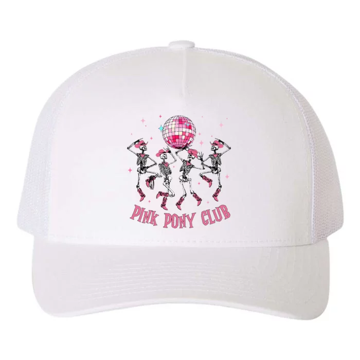 Halloween Skeleton Pony Club Cowgirl Western Birthday Yupoong Adult 5-Panel Trucker Hat