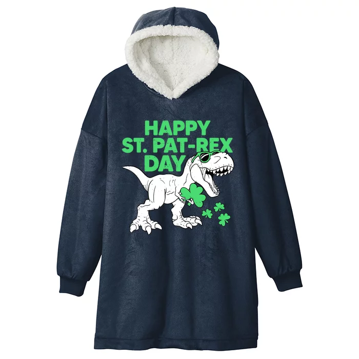 Happy St Pat Rex Day St Patricks Dinosaur Boy Hooded Wearable Blanket