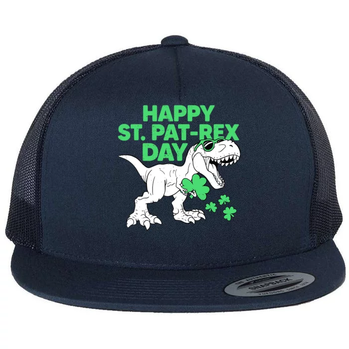 Happy St Pat Rex Day St Patricks Dinosaur Boy Flat Bill Trucker Hat