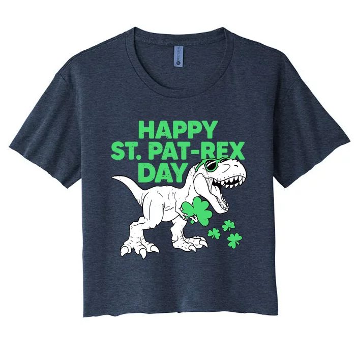 Happy St Pat Rex Day St Patricks Dinosaur Boy Women's Crop Top Tee