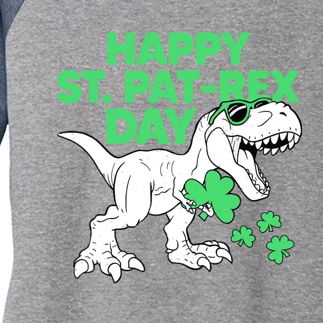 Happy St Pat Rex Day St Patricks Dinosaur Boy Women's Tri-Blend 3/4-Sleeve Raglan Shirt